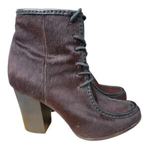 Frye Parker Moc Short Lace Up Bootie Boot Women size 8.5 Calf Hair